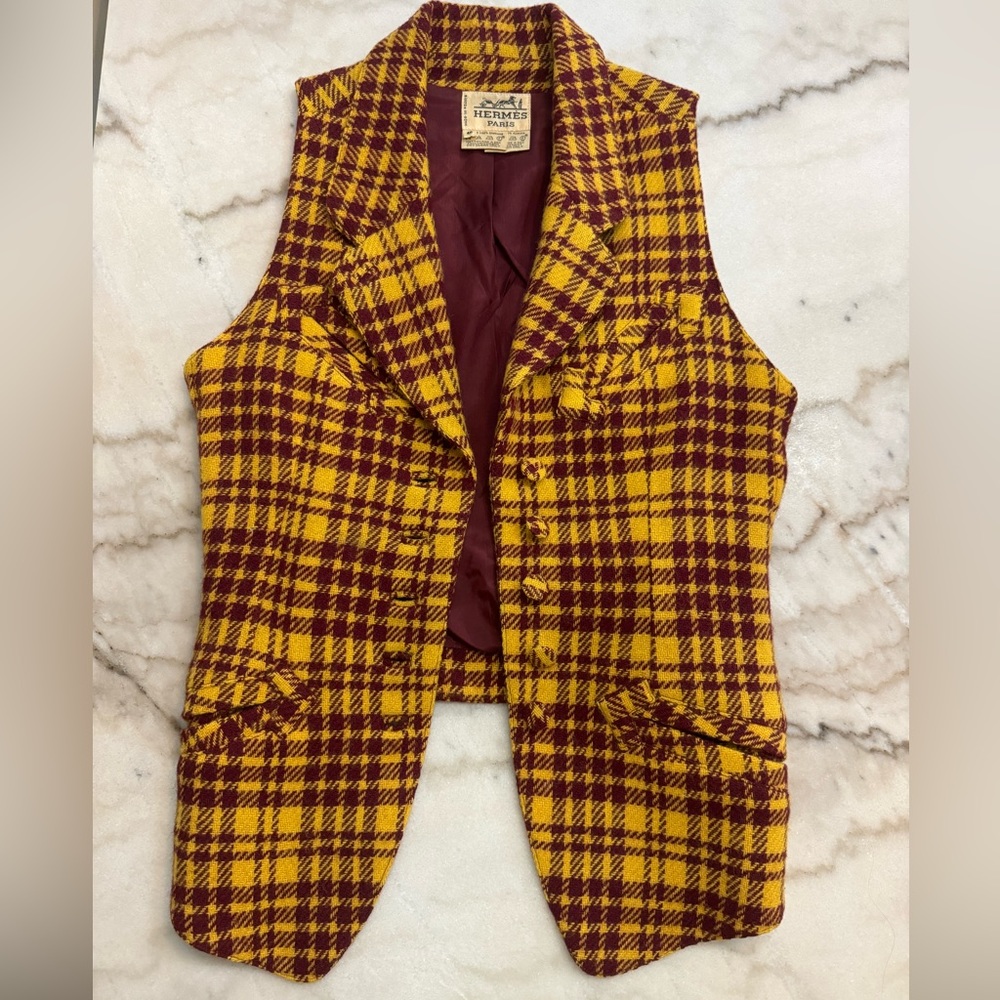 😍 Vintage Hermes Plaid Vest 😍